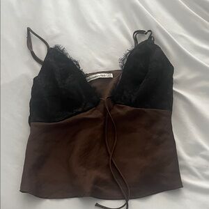 Abercrombie & Fitch Black Lace and Brown Satin Cami